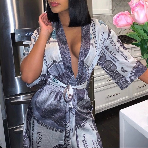💲 One Hundred Dollar Bill 💲 SHORT ROBE 💰 - Picture 6 of 6